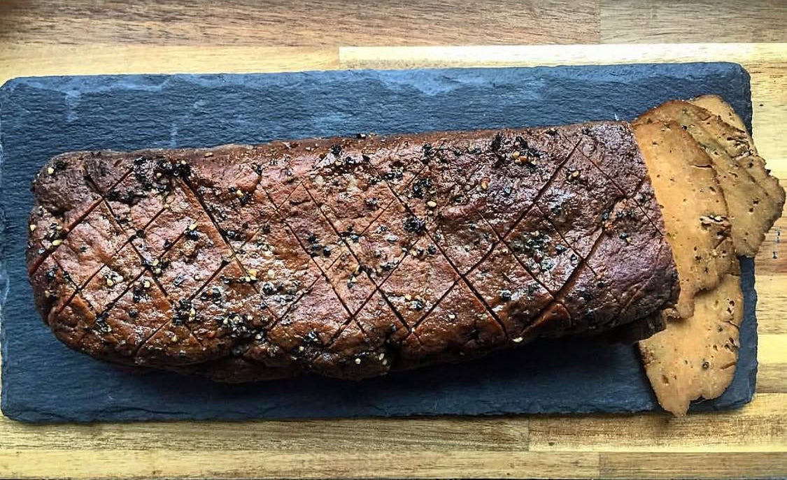 Smoked Maple Glazed MonksMeats Seitan Slab